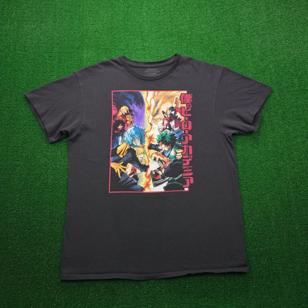 My Hero Academia Tshirt Mens Large Black Graphic Anime Battle Tee Deku MHA